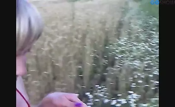Outdoor Blonde Housewife Dildo Anal Fucking